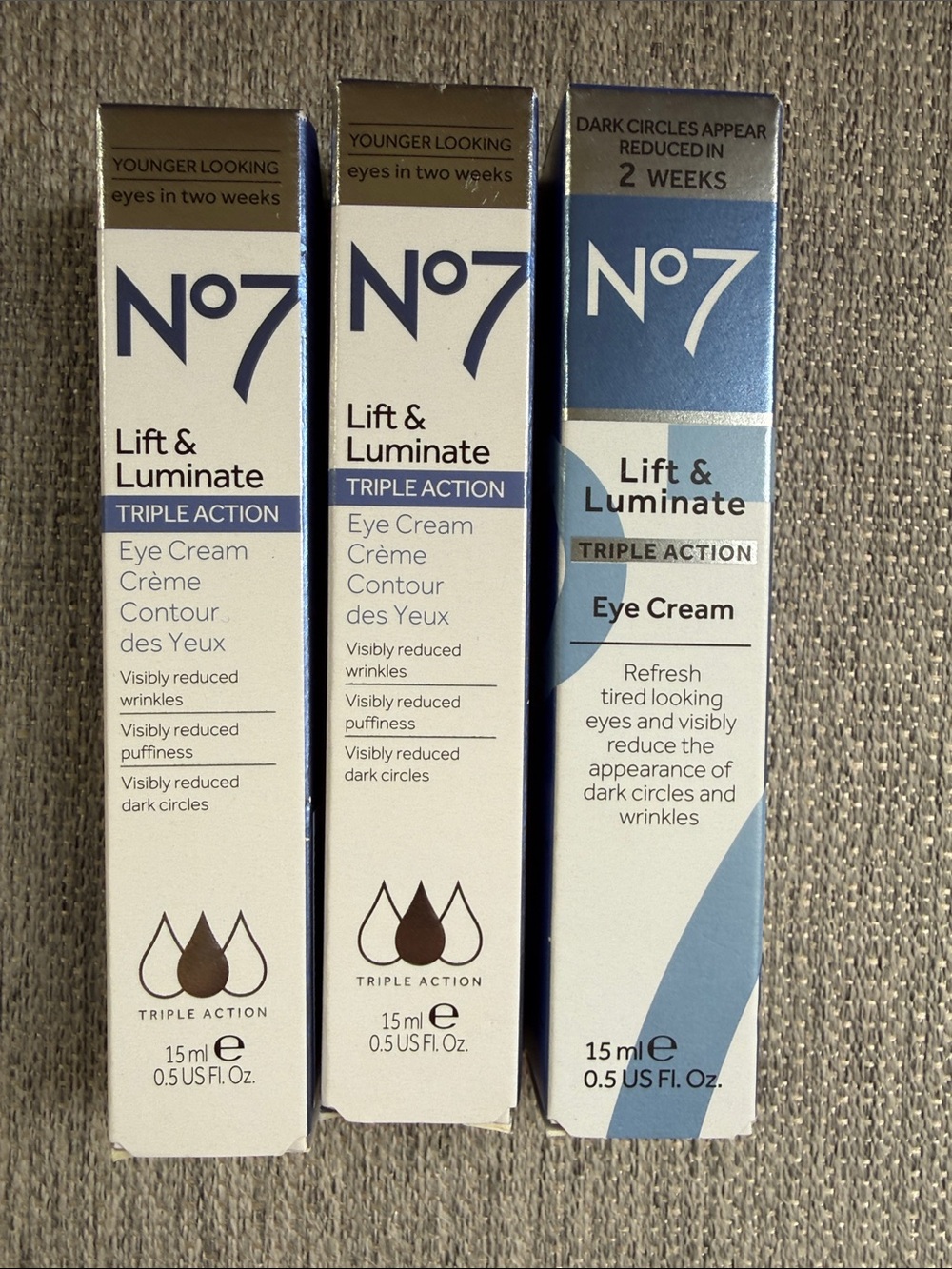 3 x No7 Lift & Illuminate Triple Action EYE Cream Reduce Dark Circles & Wrinkles - Picture 11 of 11